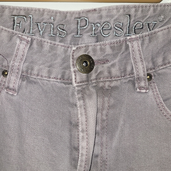 Elvis Presley Denim Bermuda Shorts Lavender Purple High Rise Cuffed Y2K Vintage - Picture 3 of 8